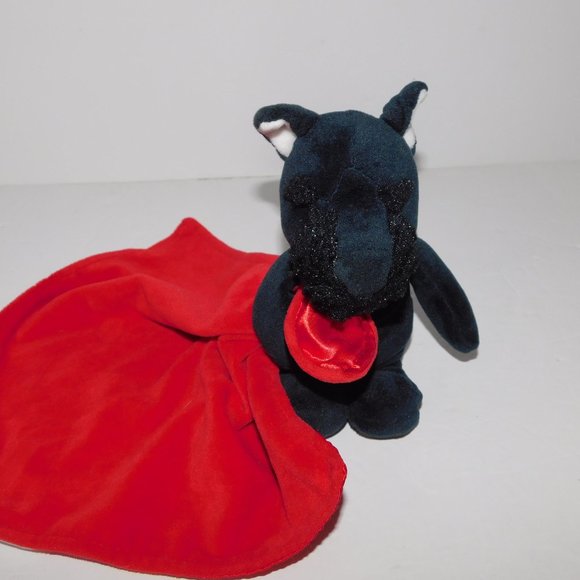 2014 Carters Black Scottie Dog Red Security Blanket Plush Baby Lovey nunu - Picture 4 of 6